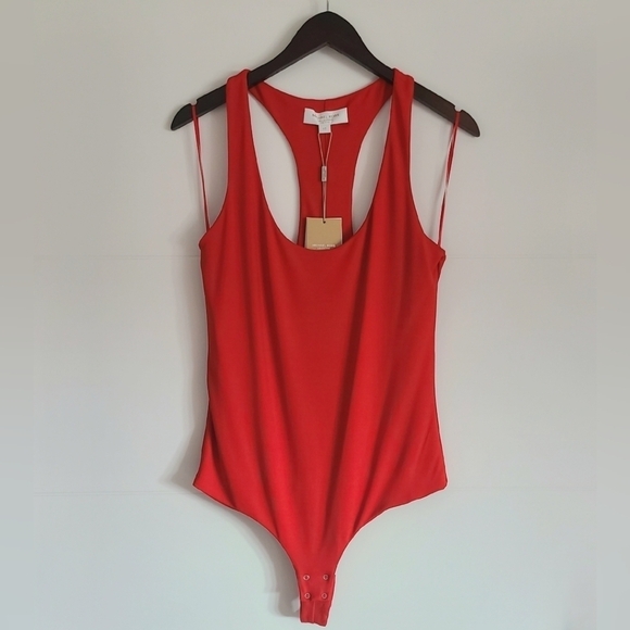 Michael Kors Collection Jersey Racerback Bodysuit, Size 10, Red, NWT - Picture 6 of 16